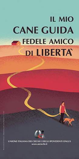 Illustrazione di una persona non vedente insieme al proprio cane guida